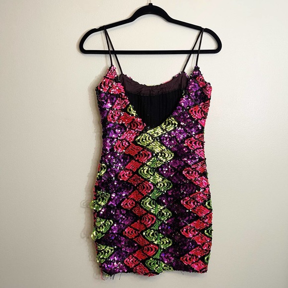 Vintage Sequin Mulitcolor Spaghetti Strap Mini Dress Size S/M Dress - Picture 5 of 7